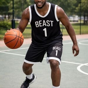 Blu Rock Beast Tank Top & Shorts Set Black and White NEW